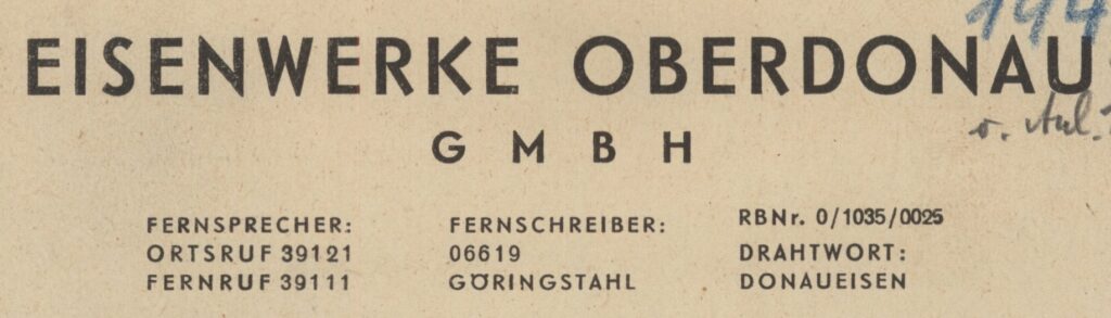 Eisenwerke Oberdonau letterhead